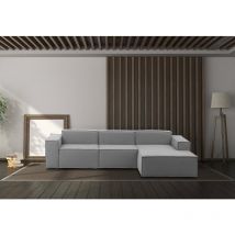 Divano fisso Giovanna, Divano componibile a 3 posti con penisola destra, 100% Made in Italy, Sofà moderno in tessuto, Cm 300x170h70, Grigio, con