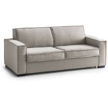 Divano fisso Sole, Divano a 2 posti Large, 100% Made in Italy, Sofà Soggiorno in tessuto, con Braccioli slim, Cm 180x95h90, Tortora, con imballo
