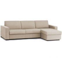 Divano Letto Alicya, Divano ad angolo, 100% Made in Italy, Sofà con apertura girevole, con Penisola contenitore reversibile, con Braccioli standard,