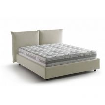 Dmora - Doppelbett Dbrekal, Containerbett Mit Stoffbespannung, 100% Made In Italy, Frontöffnung, Inklusive Matratze 160x190 Cm, Beige