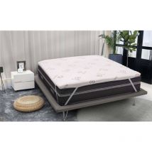 Haut de forme de mariage Lucilla, Topper renouvelle matelas avec housse amovible en mousse à mémoire de forme et fibres de cuivre, 100% Made in
