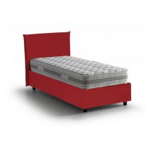 Talamo Italia - Einzelbett Chiaraluna, Containerbett mit Stoffbespannung, 100% Made in Italy, Frontöffnung, mit Matratze Cm 90x190 enthalten, Rot