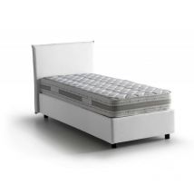 Einzelbett Chiaraluna, Containerbett Mit Stoffbespannung, 100% Made In Italy, Frontöffnung, Mit Matratze Cm 90x190 Enthalten, Weiß - Talamo Italia