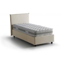 Einzelbett Claire, Containerbett Mit Stoffbespannung, 100% Made In Italy, Frontöffnung, Inklusive Matratze Cm 90x200, Beige - Talamo Italia