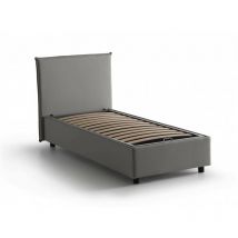 Einzelbett Bruna, Containerbett Mit Stoffbespannung, 100% Made In Italy, Frontöffnung, Passend Für Matratze Cm 80x190, Grau - Talamo Italia