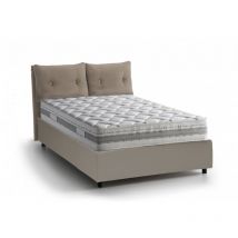 Talamo Italia Einzelbett Amanda, Containerbett mit Kunstlederbezug, 100% Made in Italy, Seitliche Öffnung, inklusive Matratze Cm 80x190, Turteltaube