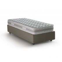 Talamo Italia - Einzelbett Eleonora, Containerbett Mit Kunstlederbezug, 100% Made In Italy, Frontöffnung, Inklusive Matratze 80x190 Cm, Turteltaube