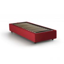 Einzelbett Caterina, Containerbett Mit Stoffbespannung, 100% Made In Italy, Frontöffnung, Passend Für Matratze Cm 80x200, Rot - Talamo Italia