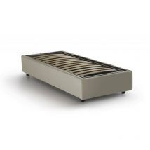 Talamo Italia Einzelbett Laura, Containerbett mit Stoffbespannung, 100% Made in Italy, Frontöffnung, passend für Matratze Cm 90x200, Beige