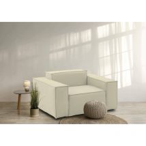 Talamo Italia Chaise longue Emanuela, Chaise longue, 100% Made in Italy, Fauteuil relax en tissu rembourré, Cm 140x95h70, Beige