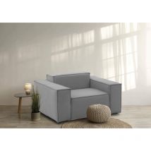 Talamo Italia Chaise longue Emanuela, Chaise longue, 100% Made in Italy, Fauteuil relax en tissu rembourré, Cm 140x95h70, Gris