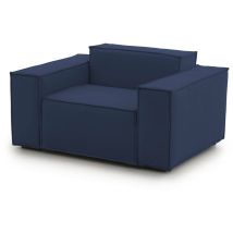 Talamo Italia Chaise longue Emanuela, Chaise longue, 100% Made in Italy, Fauteuil relax en tissu rembourré, Cm 140x95h70, Bleu