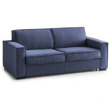 Festes Sofa Daalder, 2-Sitzer-Sofa, 100% Made in Italy, Wohnzimmersofa aus Stoff, mit Standard-Armlehnen, Cm 180x95h90, Blau - Dmora