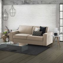Festes Sofa Daarn, 3-Sitzer-Sofa, 100% Made in Italy, Wohnzimmersofa aus Stoff, mit schmalen Armlehnen, Cm 200x95h90, Beige - Dmora
