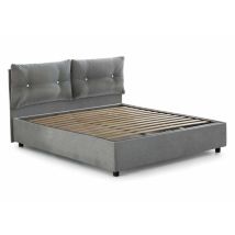Talamo Italia - Doppelbett Elisabetta, Containerbett Mit Stoffbespannung, 100% Made In Italy, Frontöffnung, Passend Für Matratze 160x190 Cm, Grau