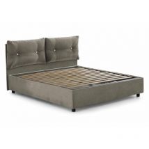 Doppelbett Fabiana, Containerbett mit Stoffbespannung, 100% Made in Italy, Frontöffnung, passend für Matratze Cm 160x200, Turteltaube - Talamo Italia