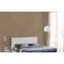 Letto matrimoniale Cleopatra, Testata in ecopelle a muro, 100% Made in Italy, adatta a letto Matrimoniale, Cm 170x60, Bianco, con imballo rinforzato