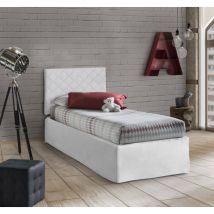 Einzelbett Cleofe, Kopfteil-Set aus Kunstleder mit orthopädischer Basis und Volant, 100% Made in Italy, geeignet für Einzelbett, für 80x190 cm