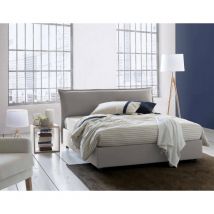 Letto matrimoniale Clio, Letto contenitore sfoderabile con testiera e giroletto contenitore imbottiti, 100% Made in Italy, adatto per materasso