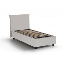 Talamo Italia - Letto singolo Brigida, Letto contenitore con rivestimento in ecopelle, 100% Made in Italy, Apertura frontale, adatto per materasso Cm