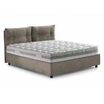 Letto singolo Daasba, Letto contenitore con rivestimento in tessuto, 100% Made in Italy, Apertura frontale, con materasso Cm 80x190 incluso, Tortora