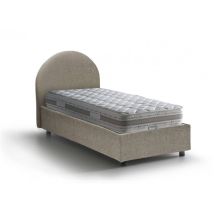 Letto singolo Dcolpan, Letto contenitore con rivestimento in tessuto, 100% Made in Italy, Apertura frontale, con materasso Cm 80x190 incluso, Tortora