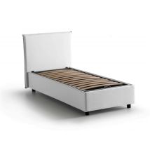 Talamo Italia - Letto singolo Bruna, Letto contenitore con rivestimento in tessuto, 100% Made in Italy, Apertura frontale, adatto per materasso Cm