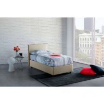 Talamo Italia - Letto singolo Brunella, Letto contenitore con rivestimento in tessuto, 100% Made in Italy, Apertura frontale, con materasso Cm 80x190