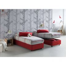 Talamo Italia - Letto singolo Amelia, Letto contenitore con rivestimento in tessuto, 100% Made in Italy, Apertura frontale, con materasso Cm 80x190