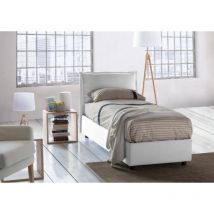Talamo Italia - Letto singolo Carolina, Letto contenitore con rivestimento in tessuto, 100% Made in Italy, Apertura frontale, con materasso Cm 80x190