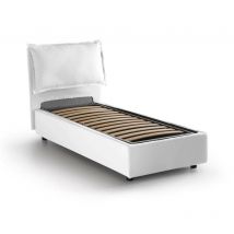Talamo Italia Letto singolo Luna, Letto contenitore con rivestimento in tessuto, 100% Made in Italy, Apertura laterale, adatto per materasso Cm