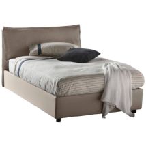 Letto piazza e mezza Agata, Letto contenitore con rivestimento in tessuto, 100% Made in Italy, Apertura frontale, con materasso Cm 120x200 incluso,