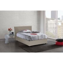 Talamo Italia Lit carré et demi Ascenza, Lit conteneur avec revêtement en cuir écologique, 100% Made in Italy, Ouverture frontale, avec matelas Cm