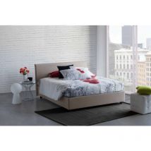 Cama matrimonial Dahmeta, Cama contenedor con revestimiento de tela, 100% Made in Italy, Apertura frontal, con colchón Cm 140x190 incluido, Tórtola