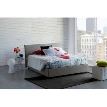 Dmora - Talamo Italia Lit double Azue, Lit conteneur avec revêtement en tissu, 100% Made in Italy, Ouverture frontale, convient pour matelas Cm