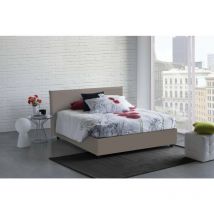 Lit double Bonaria, Lit conteneur avec revêtement en cuir écologique, 100% Made in Italy, Ouverture frontale, avec matelas Cm 160x200 inclus,