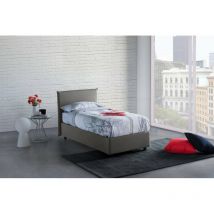 Lit simple Bruna, Lit conteneur avec revêtement en tissu, 100% Made in Italy, Ouverture frontale, convient pour matelas Cm 80x190, Gris, avec