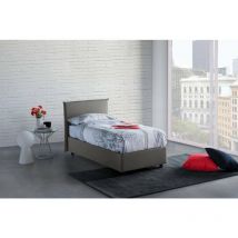 Lit simple Cira, Lit conteneur avec revêtement en tissu, 100% Made in Italy, Ouverture frontale, adapté au matelas cm 90x200, Gris, avec emballage