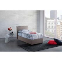 Lit simple Bruna, Lit conteneur avec revêtement en tissu, 100% Made in Italy, Ouverture frontale, convient pour matelas Cm 80x190, Tourterelle, avec