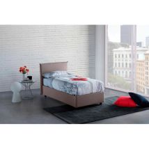 Lit simple Candida, Lit conteneur avec revêtement en tissu, 100% Made in Italy, Ouverture latérale, convient pour matelas Cm 80x190, Tourterelle,