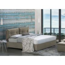 Talamo Italia - Lit carré et demi Angelica, Lit conteneur avec revêtement en tissu, 100% Made in Italy, Ouverture frontale, avec matelas Cm 120x190