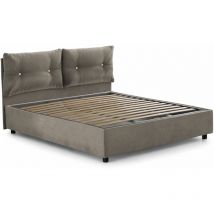 Dmora - Lit simple Daais, Lit conteneur avec revêtement en tissu, 100% Made in Italy, Ouverture frontale, convient pour matelas 80x190 cm, Tourterelle