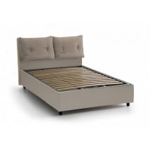 Lit simple Alida, Lit conteneur avec revêtement en cuir écologique, 100% Made in Italy, Ouverture latérale, convient pour matelas 80x190 cm,