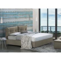 Lit simple Albina, Lit conteneur avec revêtement en tissu, 100% Made in Italy, Ouverture frontale, avec matelas 80x190 cm inclus, Tourterelle, avec