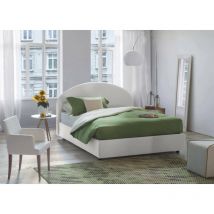 Talamo Italia Lit carré et demi Clotilde, Lit conteneur avec revêtement en cuir écologique, 100% Made in Italy, Ouverture frontale, convient pour