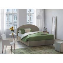 Lit double Giulia, Lit conteneur avec revêtement en tissu, 100% Made in Italy, Ouverture frontale, convient pour matelas cm 160x200, Tourterelle,