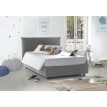 Cama de plaza y media Dlevant, Cama contenedor con revestimiento de tela, 100% Made in Italy, Apertura frontal, adecuado para colchón Cm 120x190,