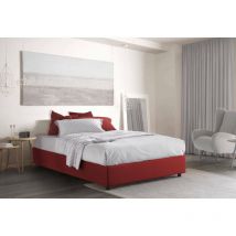 Cama matrimonial Dagazz, Cama contenedor con revestimiento de tela, 100% Made in Italy, Apertura frontal, adecuado para colchón Cm 140x190, Rojo