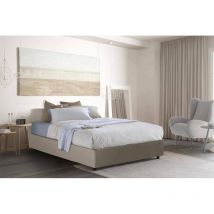 Lit carré et demi Bianca, Lit conteneur avec revêtement en cuir écologique, 100% Made in Italy, Ouverture latérale, convient pour matelas Cm 120x190,