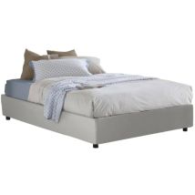 Dmora - Talamo Italia Lit carré et demi Bianca, Lit conteneur avec revêtement en cuir écologique, 100% Made in Italy, Ouverture latérale, convient